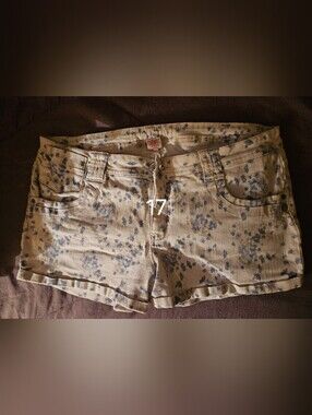 Mossimo Supply Co. Beige Denim Shorts with Blue Floral Print